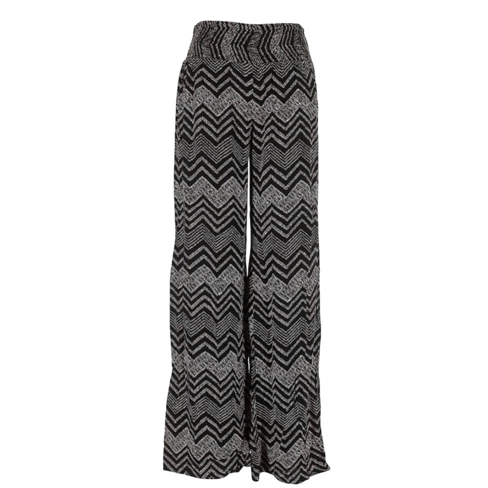 Black White Chevron Print Wide Leg Pants Size M